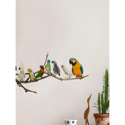 INDIAN ROYALS Brown & Red Colorful Birds Sitting on Branch Printed Waterproof Wall Sticker-picture-37