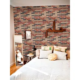INDIAN ROYALS Brown Color Brick Printed Self-Adhesive & Durable Wall Sticker-picture-37