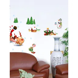 INDIAN ROYALS Green & Red Merry Christmas Printed Self-Adhesive & Durable Wall Sticker-picture-13