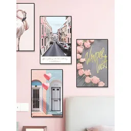 INDIAN ROYALS Pink & Grey 3D Nordic Framed Printed Waterproof Wall Stickers-picture-34