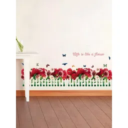 INDIAN ROYALS Red & Green Floral Printed Self-Adhesive & Durable Wall Sticker-picture-35
