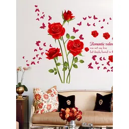 INDIAN ROYALS Red & Green Floral Printed Self-Adhesive & Durable Wall Sticker-picture-24