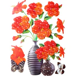 INDIAN ROYALS Red & Grey Floral Printed Self-Adhesive & Durable Wall Sticker-picture-29