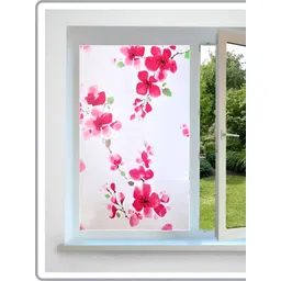 INDIAN ROYALS Red & Pink Floral Printed Self-Adhesive & Durable Window Sticker-picture-34