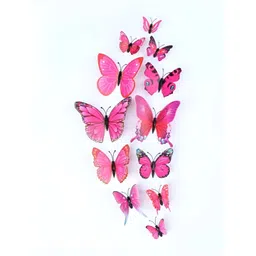 INDIAN ROYALS Set Of 12 Pink & Blue 3D Butterfly PVC Vinyl Butterfly Sticker Sheet-picture-34