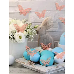 INDIAN ROYALS Set Of 12 Pink Rose Gold 3D Wall Mix Size Butterfly Sticker Sheet-picture-30