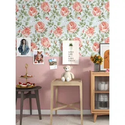 INDIAN ROYALS White & Pink Rose Design Printed Self-Adhesive & Durable Wall Sticker-picture-35