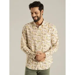 Indian Terrain Beige Slim Fit Floral Shirt-picture-48