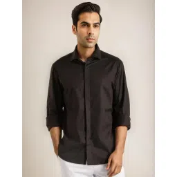 Indian Terrain Black Slim Fit Solid Shirt-picture-41