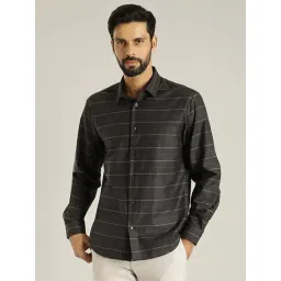 Indian Terrain Black Slim Fit Striped Shirt-picture-38