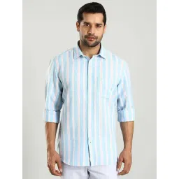 Indian Terrain Blue Regular Fit Striped Shirt-picture-27