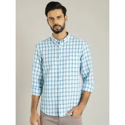 Indian Terrain Blue Slim Fit Checked Shirt-picture-18