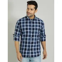 Indian Terrain Blue Slim Fit Checks Shirt-picture-46