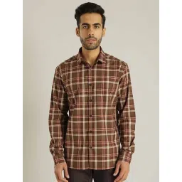 Indian Terrain Brown Slim Fit Checked Shirt-picture-14