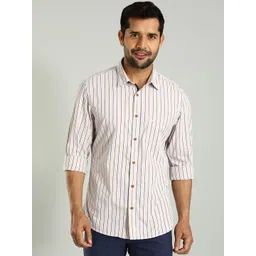 Indian Terrain Chiseled Skinny Fit Opaque Striped Cotton Casual Shirt-picture-33