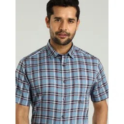 Indian Terrain Classic Slim Fit Tartan Checks Cotton Casual Shirt-picture-24