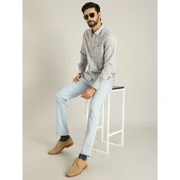 Indian Terrain Classic Spread Collar Tartan Checked Slim Fit Opaque Casual Cotton Shirt image 2