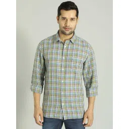 Indian Terrain Green Slim Fit Checked Shirt-picture-24