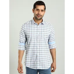 Indian Terrain Grid Tattersall Checked Classic Slim Fit Cotton Opaque Casual Shirt-picture-22