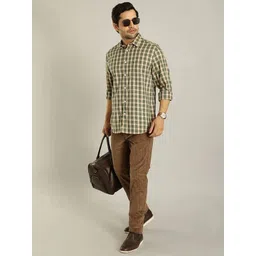 Indian Terrain Men Brooklyn Checked Slim Fit Trousers image 4
