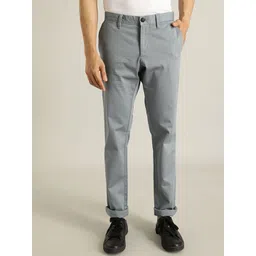 Indian Terrain Men Brooklyn Mid Rise Plain Slim Fit Chinos Trousers-picture-13