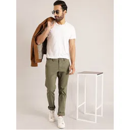 Indian Terrain Men Brooklyn Mid Rise Plain Slim Fit Chinos Trousers image 3