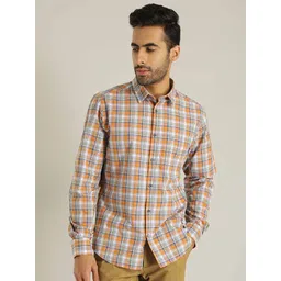 Indian Terrain Men Chiseled Slim Fit Tartan Checked Pure Cotton Casual Shirt-picture-19