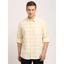 Indian Terrain Men Classic Spread Collar Tartan Checked Cotton Casual Shirt-picture-36