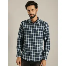 Indian Terrain Navy Slim Fit Checks Shirt-picture-32