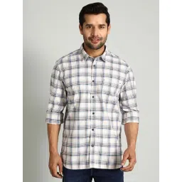 Indian Terrain Off White Regular Fit Checks Shirt-picture-34