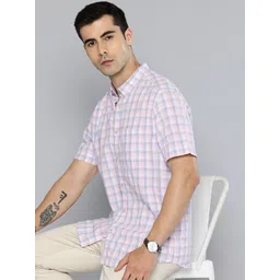 Indian Terrain Pure Cotton Button-Down Collar Classic Fit Checked Casual Shirt-picture-33