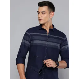 Indian Terrain Pure Cotton Chiseled Horizontal Striped Casual Shirt image 1