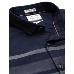 Indian Terrain Pure Cotton Chiseled Horizontal Striped Casual Shirt image 5