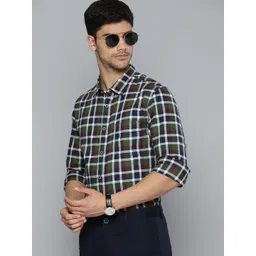 Indian Terrain Pure Cotton Chiseled Slim Fit Tartan Checked Shirt-picture-13