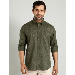 Indian Terrain Spread Collar Long Sleeves Classic Slim Fit Geometric Printed Casual Shirt-picture-35
