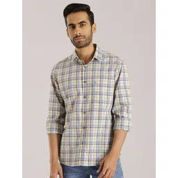 Indian Terrain Tartan Checked Chiseled Slim Fit Pure Cotton Casual Shirt-picture-31