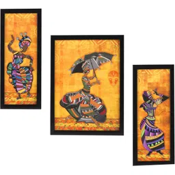 indianara 3 PC SET OF FLORAL PAINTINGS WITHOUT GLASS 5.2 X 12.5, 9.5 X 12.5, 5.2 X 12.5 INCH Digital Reprint 13 inch x 10 inch Painting-picture-11