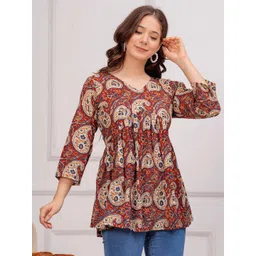 INDIANIC Print Cotton Empire Top-picture-27