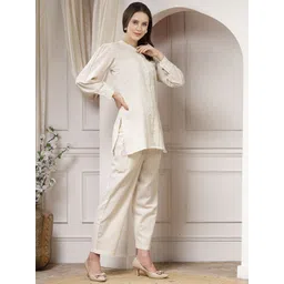 Indibelle Band Collar Pure Cotton Shirt with Trouser image 4