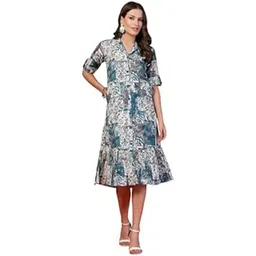 indibelle Cotton Abstract Print A-Line Dress-picture-50