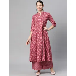 Indibelle Floral Printed Mandarin Collar Cotton Anarkali Kurta-picture-34