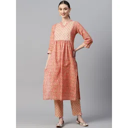Indibelle Floral Printed Pure Cotton Kurta with Trousers-picture-23