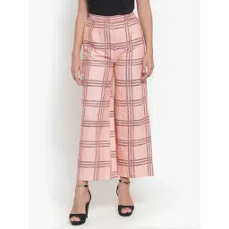 Indibelle Peach Cotton Chequered Palazzos-picture-45