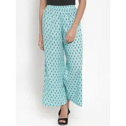 Indibelle Women Blue Printed Straight Palazzos-picture-24