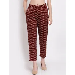 Indibelle Women Maroon Ethnic Motifs Printed Trousers-picture-14