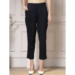 Indibelle Women Mid-Rise Straight Fit Pleated Trousers-picture-33