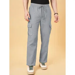 indiclub Men Loose Fit Grey Polycotton Trousers-picture-11