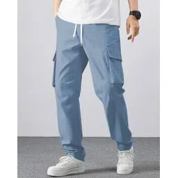 indiclub Men Relaxed Fit Flat-Front Cargo Pants-picture-41