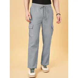 indiclub Men Self Design Grey Track Pants-picture-22