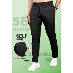 INDICLUB Men Self Design Mid-Rise Formal Trousers-picture-42